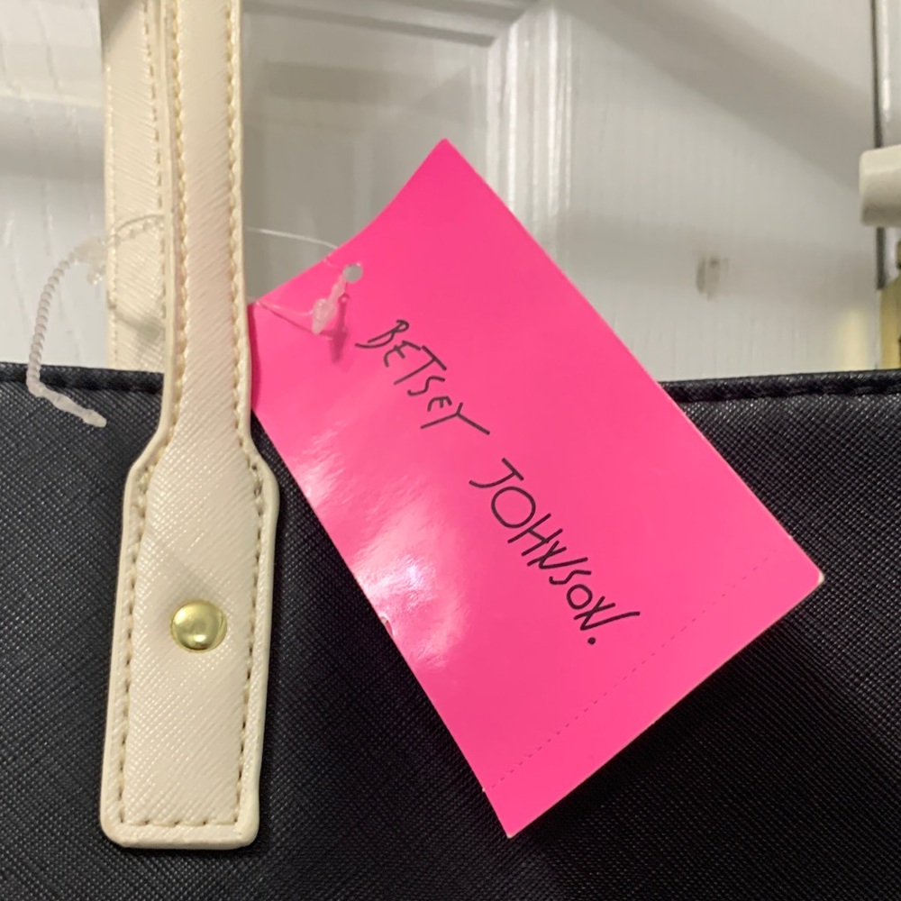 Betsey Johnson Black and Cream Floral Tote Bag - Picture 8 of 10
